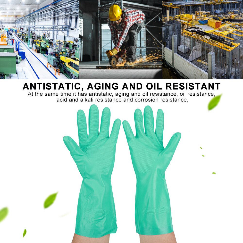 5Pairs Work Gloves Reusable Nitrile Gloves Solvent Resistant Anti Acid Alkali Home Work Laboratory Hand Protection Glove