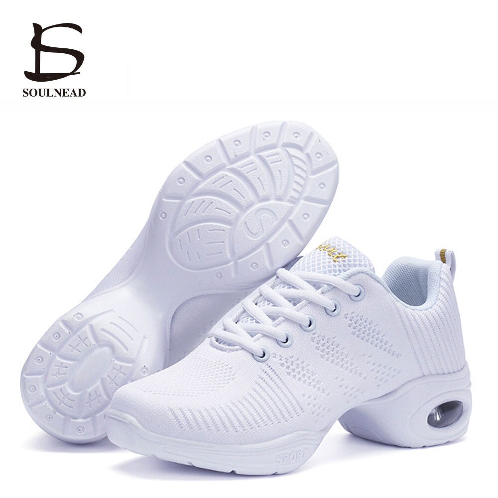 Andedräkt kvinnor modern jazz dansskor vit/svart sportfunktion danssneakers för kvinna mjuk sula kvinna träningsskor