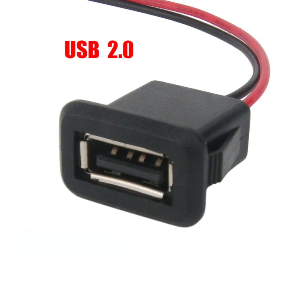 Conector de puerto de carga hembra USB 2,0 de 2/4 cables, conector de puerto de carga de 2 pines y 4 pines con Cable PH2.0, terminales eléctricos, enchufe de cargador USB