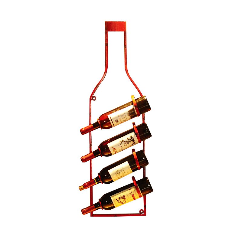 Repisa de hierro para colgar botellas de vino, marco de pared decorativo de metal, accesorios para bar, bares, champán, ideas europeas: Rojo