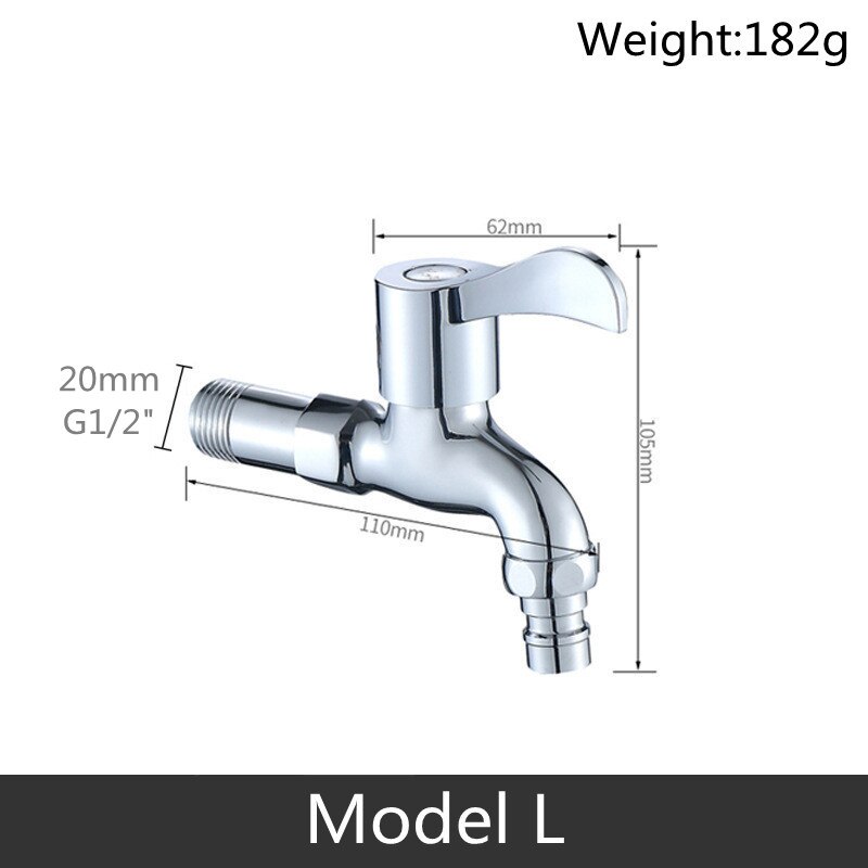 Modern Household Brass single cold tap Outdoor Faucet Garden Wall Bibcock Tap Bathroom Washing Machine mop taps DODI: Model L