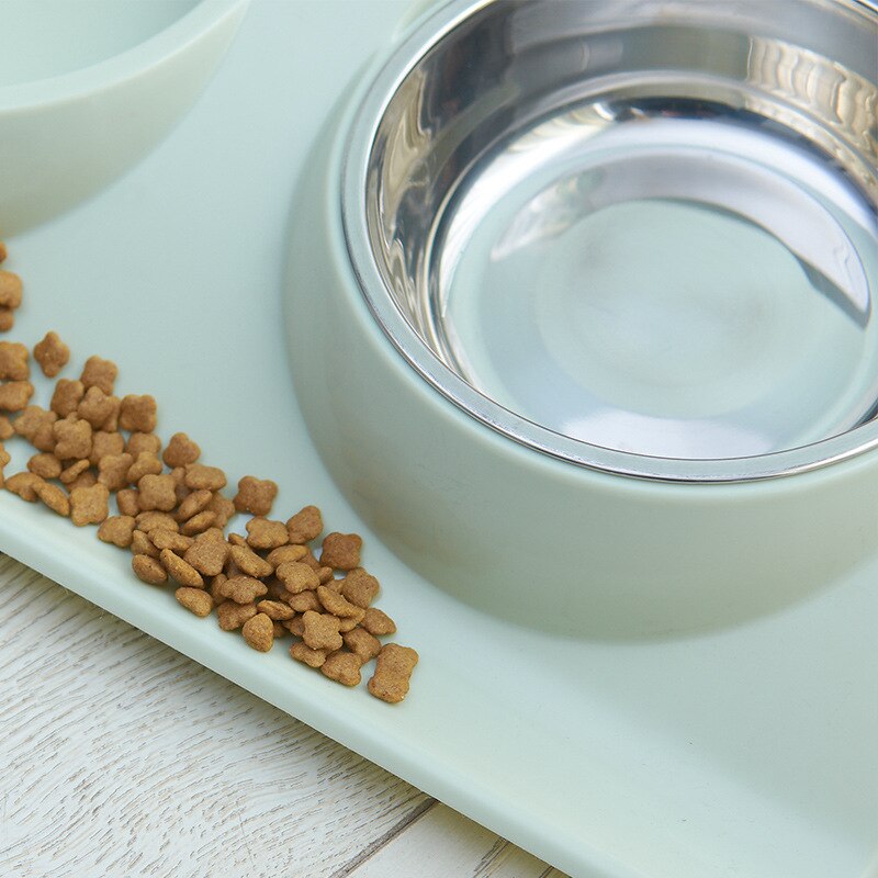 Double Bowls Pet dog cat Feeding Station Stainless Steel Water Food Bowls Feeder Solution for Dogs Cats supplies