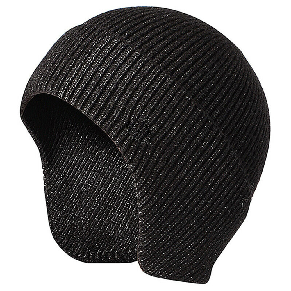 Gorro de punto suave elástico de otoño para esquí para hombre y mujer, gorro informal liso con solapa para las orejas, gorro para exteriores para estudiantes, trabajo cálido de invierno