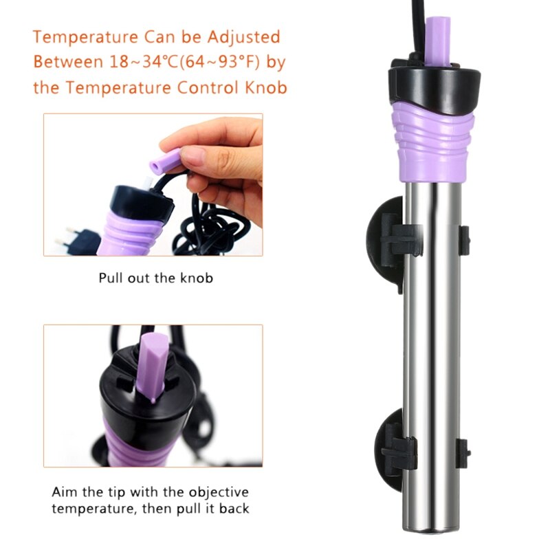 Edelstahl Mini Aquarium Heizstab Tauch Aquarium Heizung Thermostat Aquarium Zubehör 220-240V (Eu-stecker)