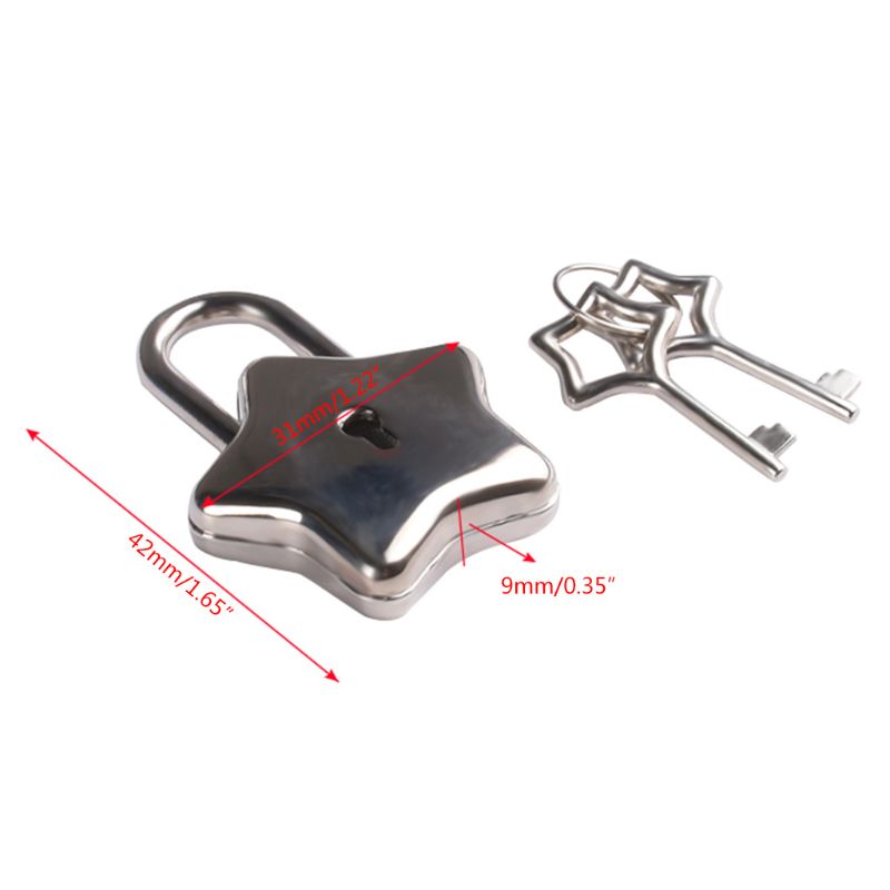 Metal Star Shape Padlock with Key Closure Security Lock for Diary Purse Handbag O30 19: A
