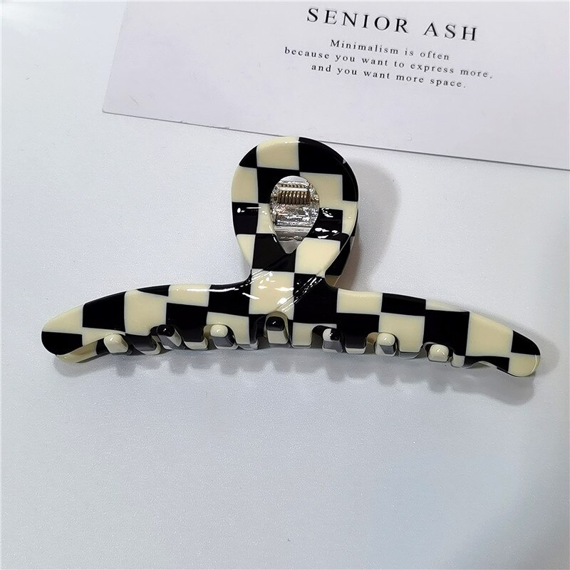 Zwart Wit Plaid Acetaat Haar Klauw Clips Voor Meisjes Grote Haarspelden Vrouwen Bobby Pin Accessoires Hoofddeksels Make Hair Styling Tool