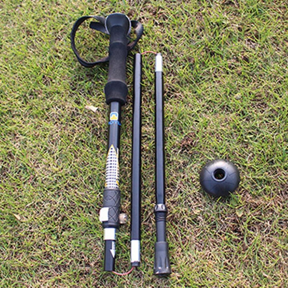 Outdoor Winter Handle Ski Poles 5 knots Aluminum Folding Mountaineering Crutch Tungsten Tip Climbing Sport Trekking pole