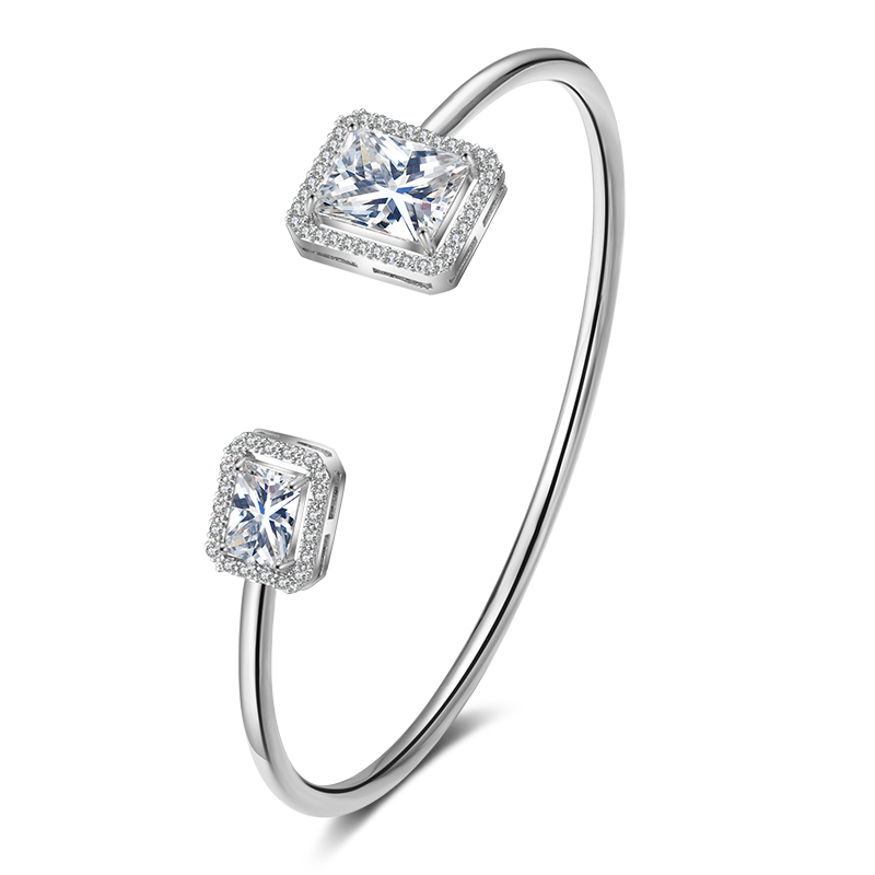 Luxus Geometrie Gold Farbe Manschette Armreifen Für Frauen Zirkonia Armbänder eins Party Alltag Schmuck.: Rhodiniert