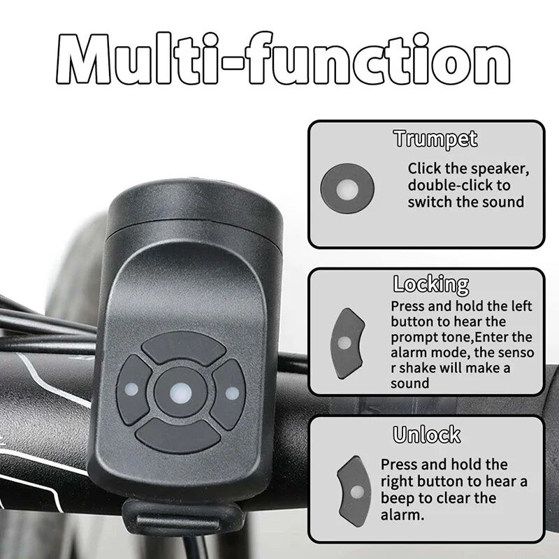 Fahrradhupe, elektrische Fahrradklingel, leistungsstarke wiederaufladbare Fahrradklingel, Ring, Hupe, Glocken, Zyklus, Sicherheit, Tonne, Alarm, Fahrradzubehör