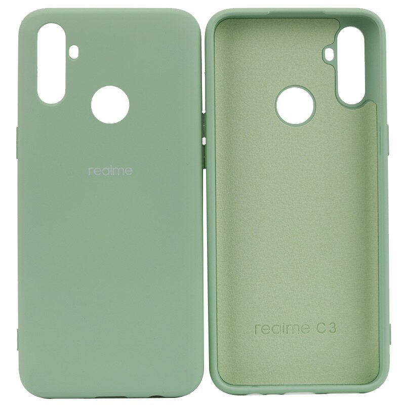 Original Realme C3 Flüssigkeit Silikon Telefon Fall Realme C3 Kamera Schutz Für Realme C3 Glatte Touch Fall: Mint green