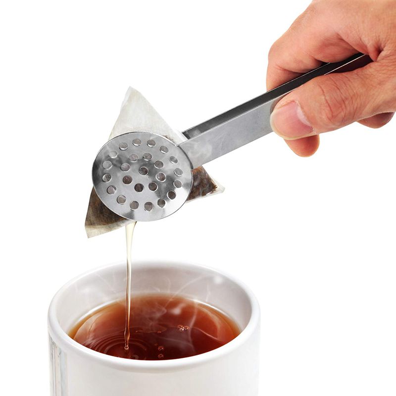 Rustfrit stål te tang tepose squeezer si holder greb ske mini sukker klip køkken bar værktøj