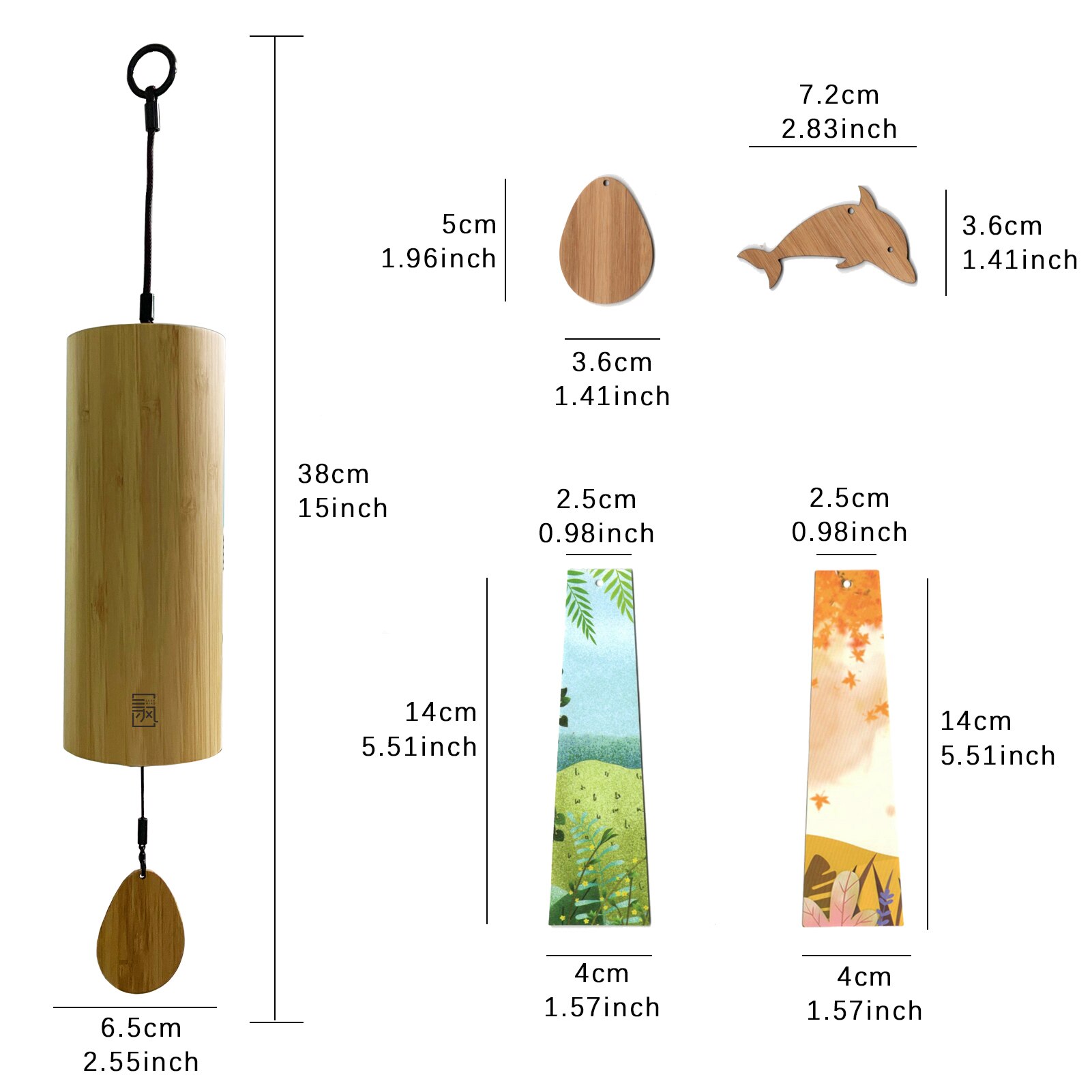 Bamboo Wooden Wind Chimes Windchime for Outdoor Garden Patio Home Decoration Meditation Relaxation Chord G-B-D-C