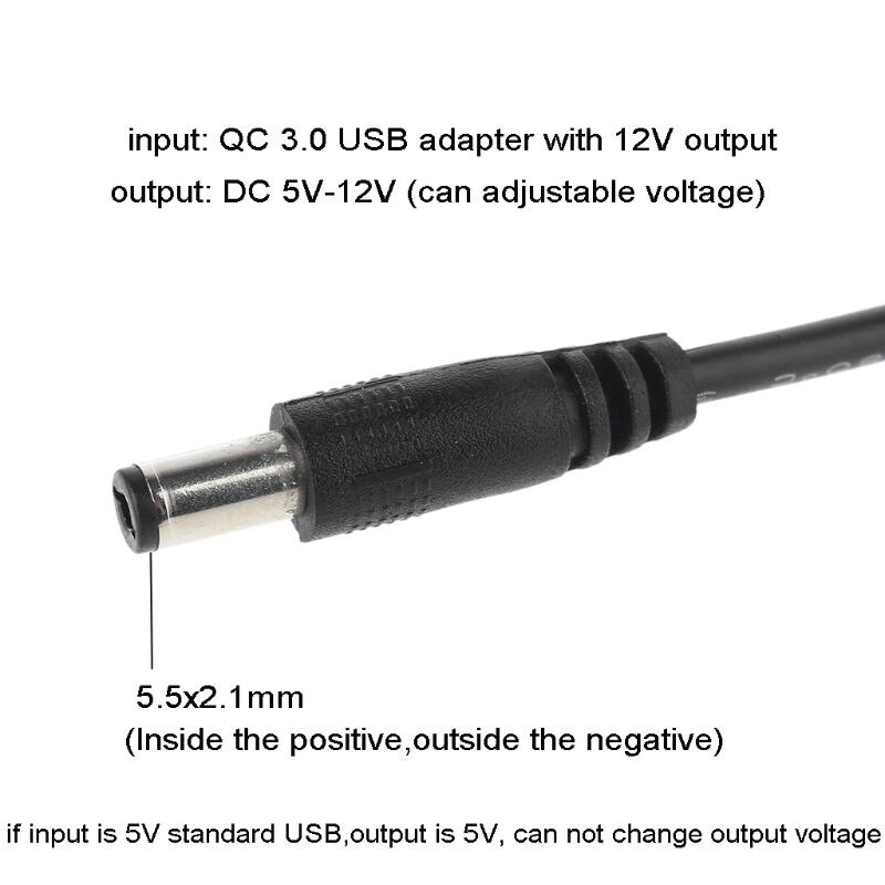 Cable USB de 3,0 a 5V-12V, tensión regulable, aumento de 5,5x2,1mm, línea de refuerzo de potencia para enrutador WiFi, dispositivo de 12V