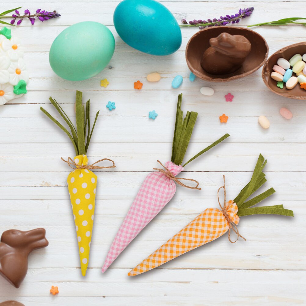 6 Pcs Easter Carrot Shaped Ornaments Cloth Carrot Decor Carrot Easter Party Decor