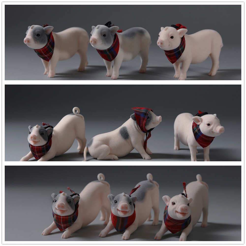 JXK 1:6 Scale The Little Pig Figure Mini Animal Model Collector GK Toy Desktop Decor Small Cute Pet Pig Hand-made Doll
