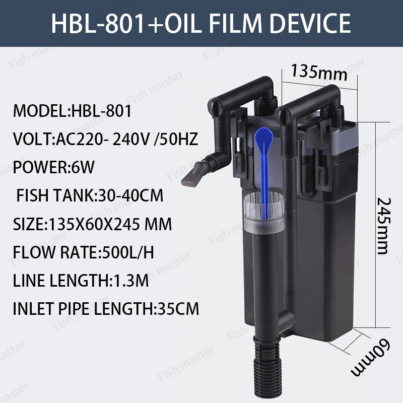 6W Muur Gemonteerde Aquarium Filter Aquarium Filter Terug Opknoping Waterval Landschap Verhoogt Houtskool Filter Hbl 801 802 803