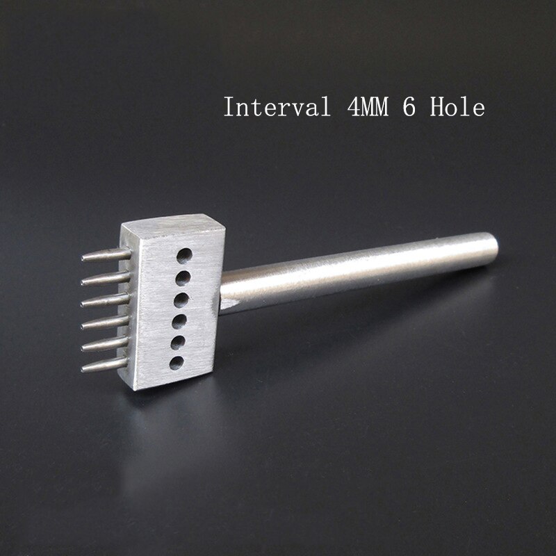 1 Stck 2/4/6 See 4MM schlagen Perforierte Leder Handwerk Werkzeuge Runde Reihe DIY Handarbeit NäHenne Abstand: 4MM 6 Loch