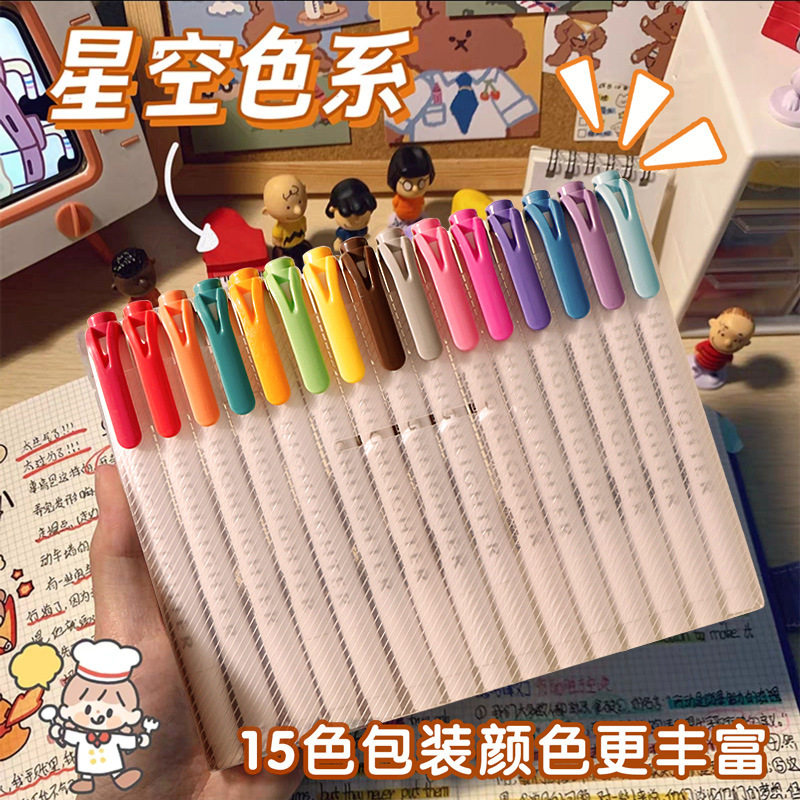 5/15/25 unids/set rotuladores resaltadores de doble cabeza marcadores de grafiti resaltadores arte marcadores de bocetos de colores papelería Kawaii: Gris claro