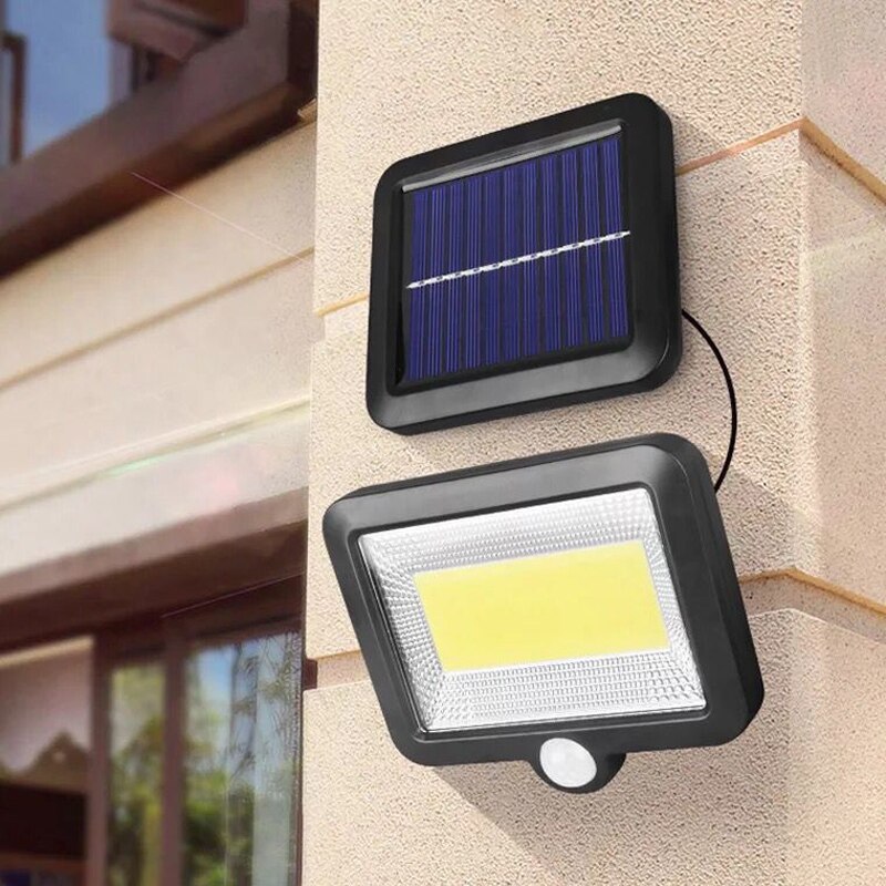 56/100 led solar lys 3 modes pir bevægelsessensor detektion væglampe solar veranda gadelampe vandtæt udendørs belysning