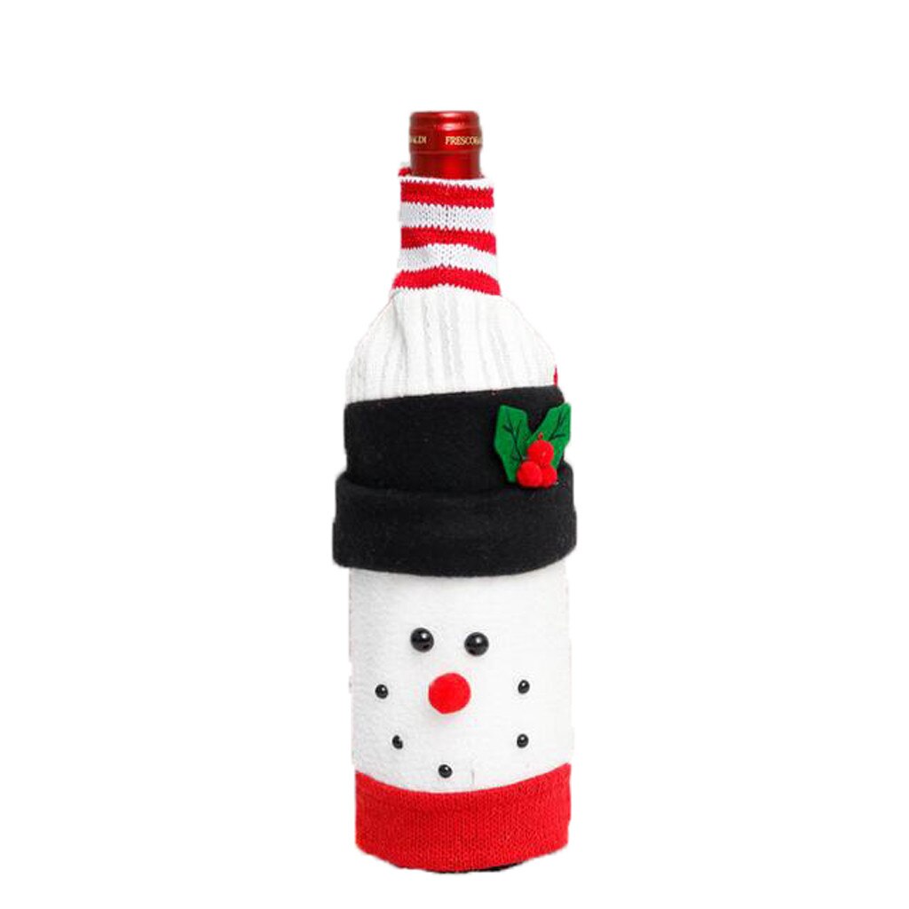 Decoración navideña para el hogar, mesa, muñeco de nieve, pueblo de Papá Noel, champán, cubiertas de botellas de Navidad, tapones para botellas de vino tinto, bolsa #3: B