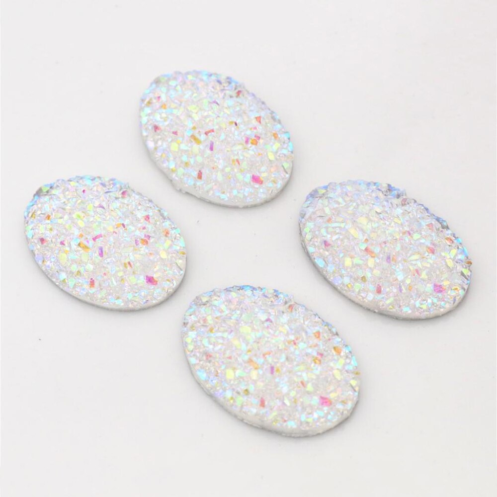 Di nuovo Modo 10pcs 18x25mm Colori Misti minerale Naturale di Stile Piatto Cabochon Resina Della parte posteriore Per Il Braccialetto Orecchini accessori: T4-22