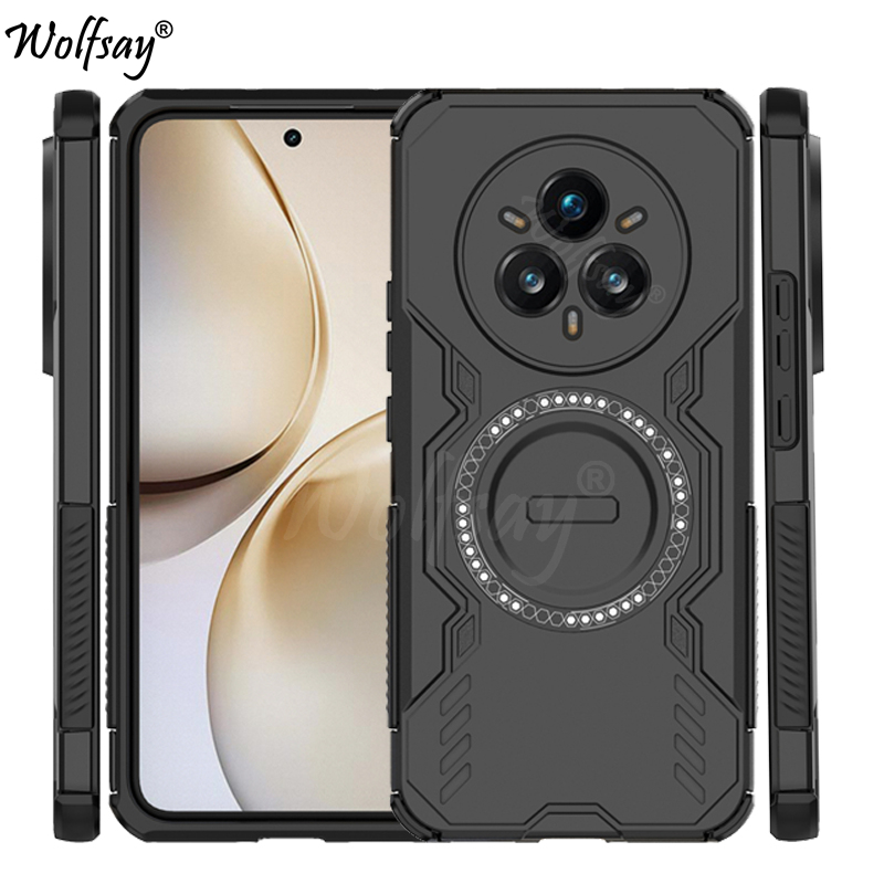 Pansarskal för realme 14 pro plus magnetisk adsorption trådlös laddningsskydd för realme 14 pro-skal för realme 14 pro plus-skal