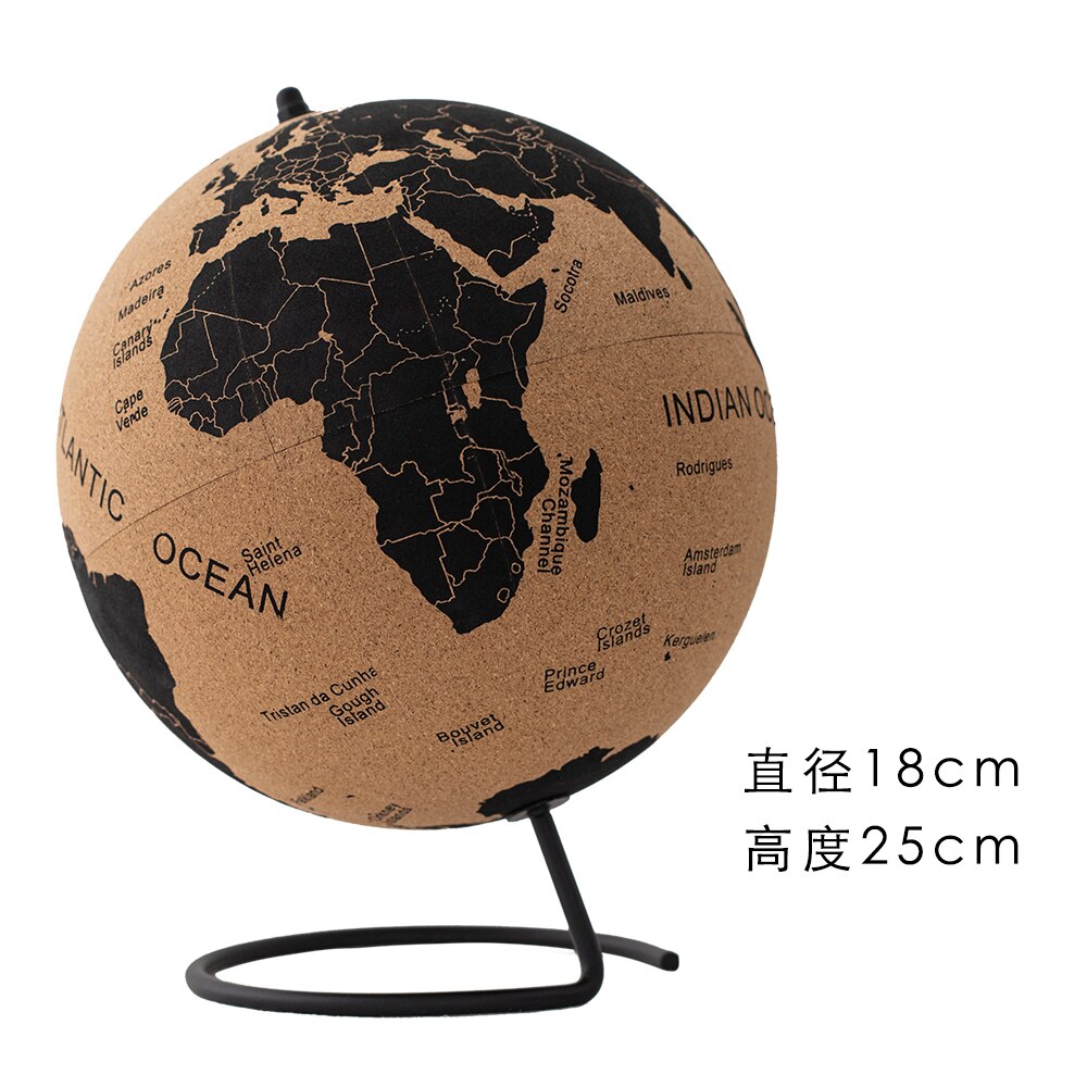 15/18/21/25Cm Engels Kurk Globe Geografie Onderwijs Levert Creatieve Meubels Eenvoudige Decoratie Fotografie Decoratie props: 18cm log