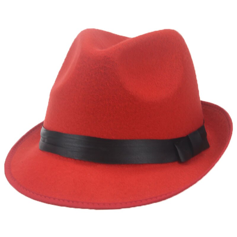 Fedoras-sombrero de ala corta con lazo para hombre y mujer, cinta de Panamá, sombrero de vaquero, vestido de vaquera, decoración de boda, sombrero fedora: red