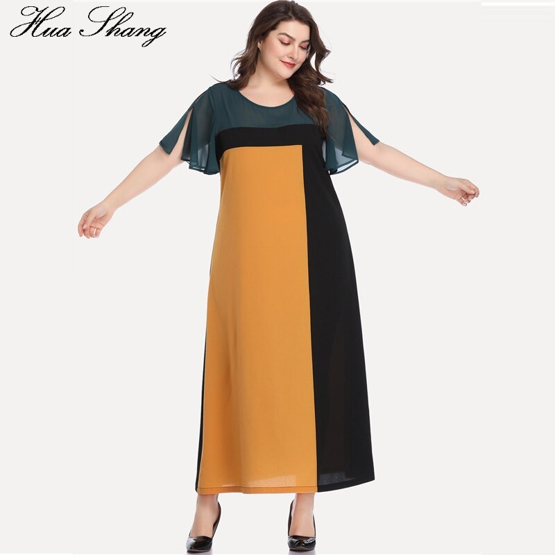 Maxi-jurk boho dames zomer o-hals split korte mouwen multicolor chiffon lange jurk losse oversized tuniek zomerjurk