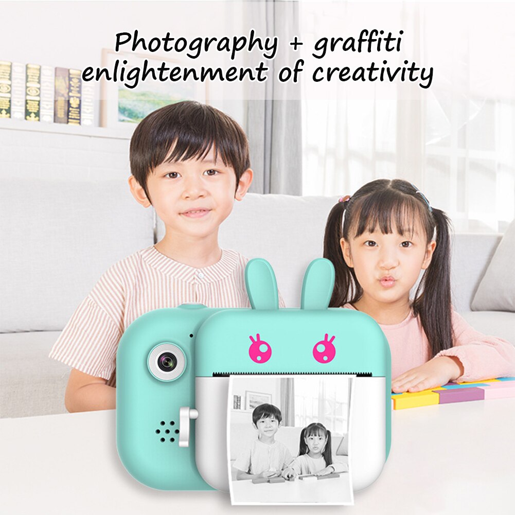 1080P HD enfants caméra Photo imprimante remplir lumière LCD affichage mignon dessin animé photographie Selfie USB Rechargeable avec carte mémoire