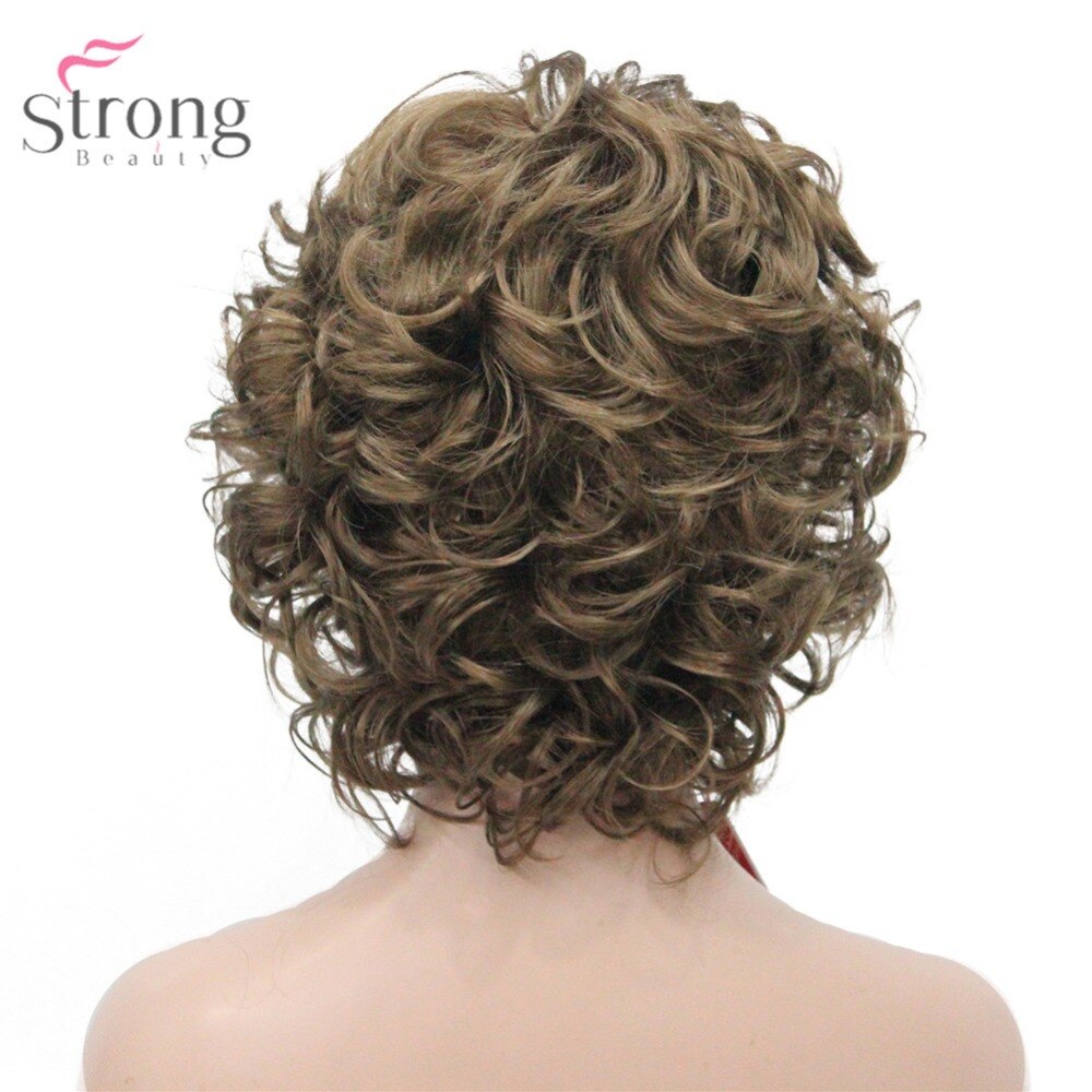 StrongBeauty damska peruka syntetyczna naturalne włosy blond/czarne włosy krótkie peruki z kręconymi włosami: 12