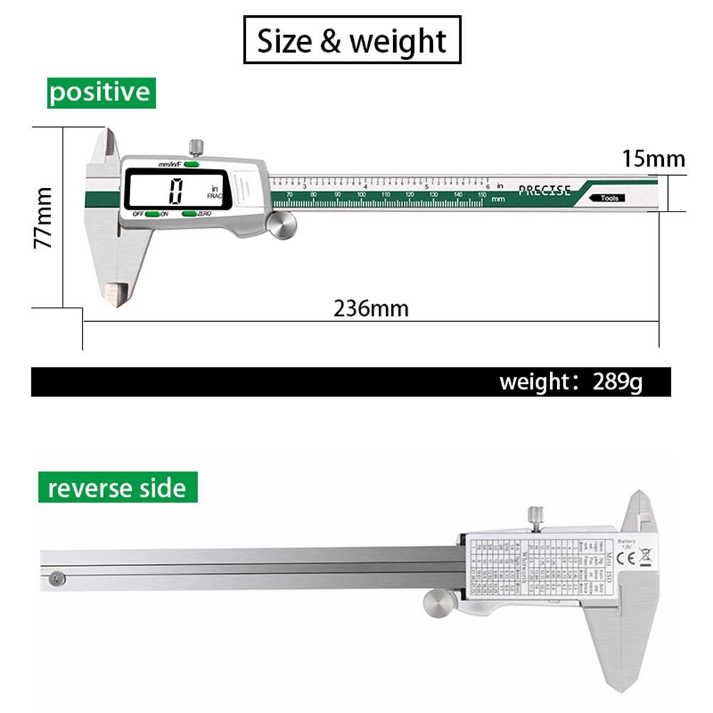 LCD Display mm/inch Digital Vernier Caliper Gauge Micrometer High Precision Stainless Steel LCD Vernier Caliper Measuring Tool