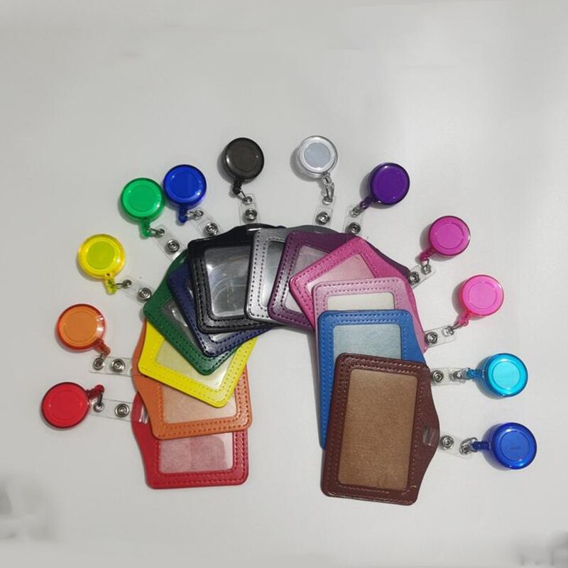 Business Badge Transparent Card Holder Bag PU Women Employee Transparent Card Cover Student PU Leather ID Name Card Holder Bags