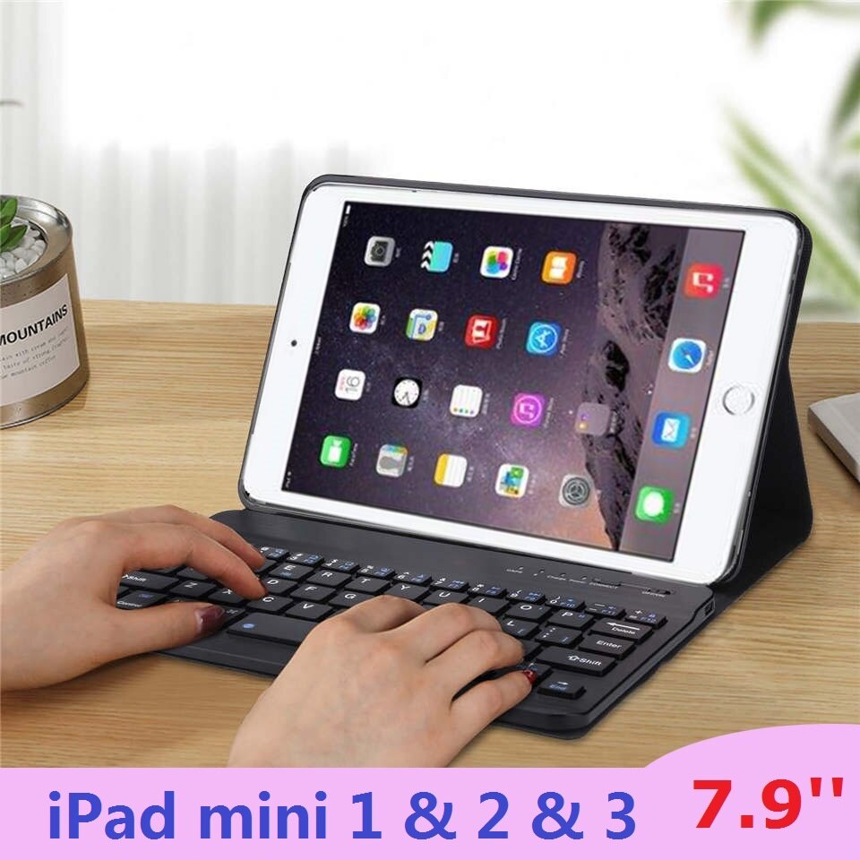 Slanke Coque Voor Ipad Mini 2 Mini 3 Keyboard Case A1432 A1490 Russisch Spaans Taal Pu Cover Voor Ipad Mini keyboard Case 7.9''