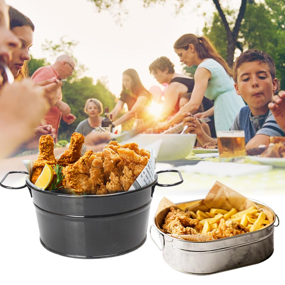 1pcs Ice Bucket Galvanized Iron Sturdy Durable Barrel Food Storage Bucket For Dinners Parties Restaurants Bar Tools