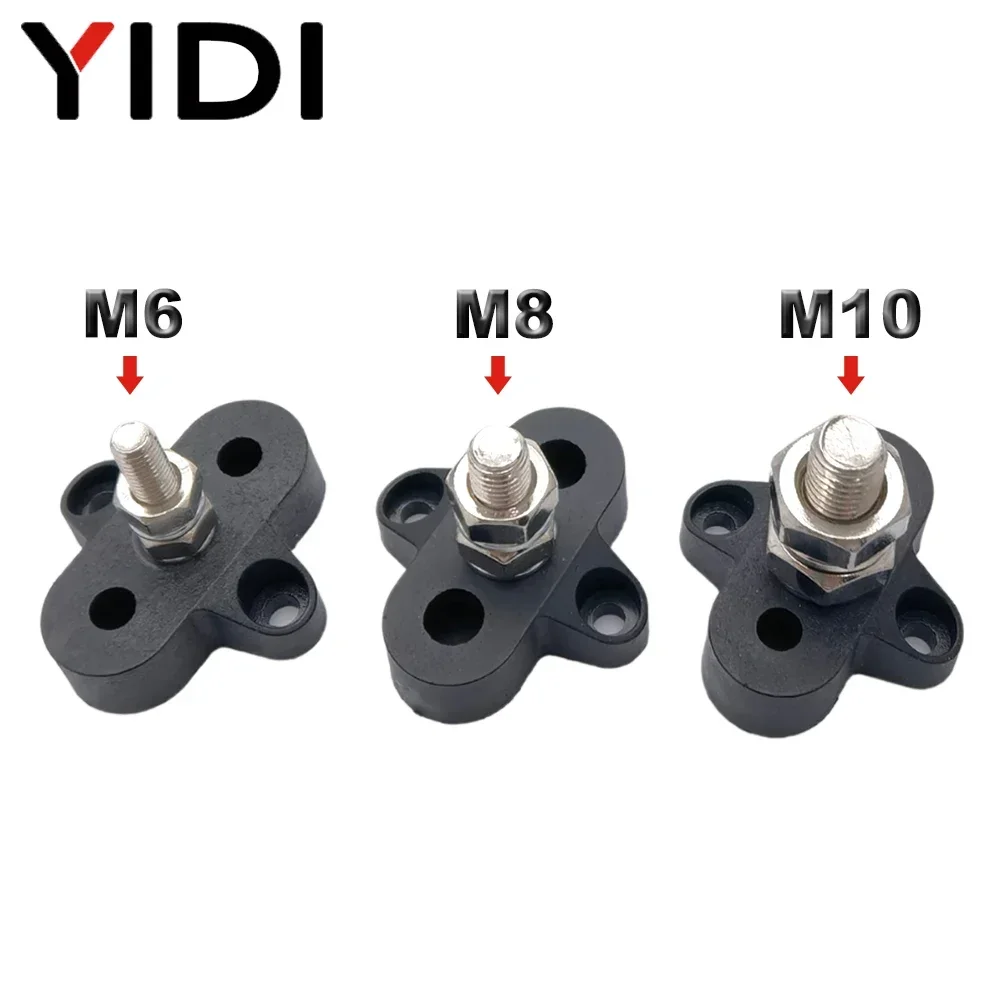 1 par M6/M8/M10 conector de barra colectora de alta resistencia distribución de energía de batería bloque de terminales perno barra colectora DC 48V coche RV barco