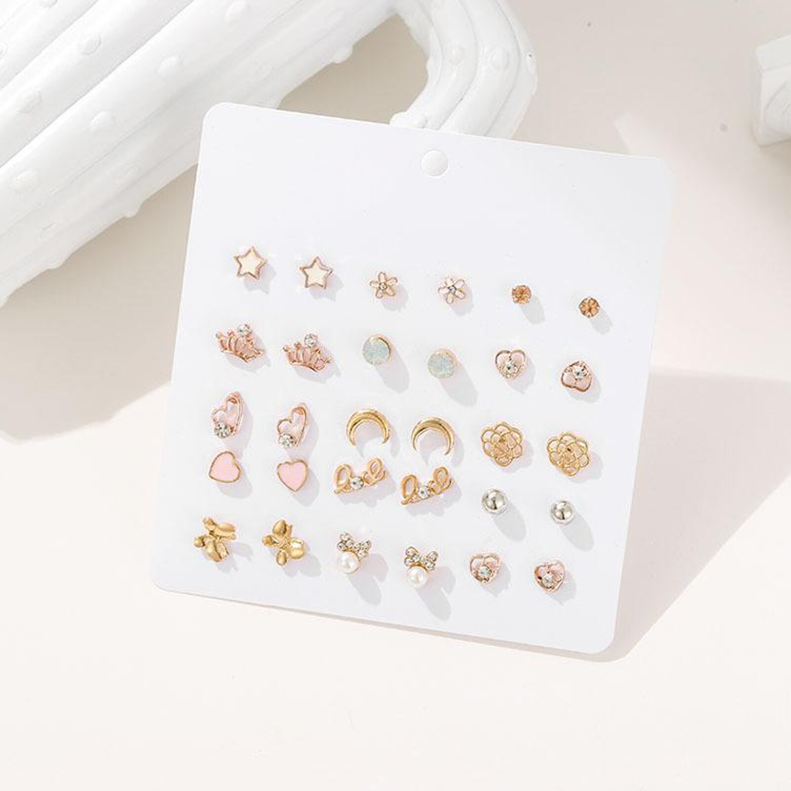 15 Pairs/Pack Girl Stud Earrings Set Pretty Ear Studs For Kids Children Jewelry