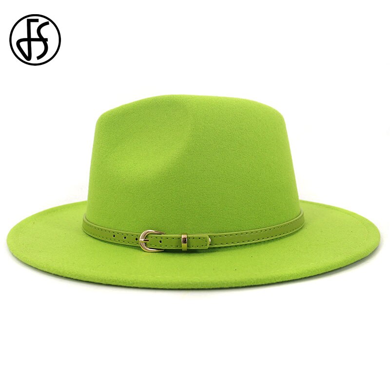 FS – Chapeau Fedora en feutre de laine pour homme et Femme, casquette à large bord, Vintage, Trilby Jazz, pour Couple, collection hiver et automne