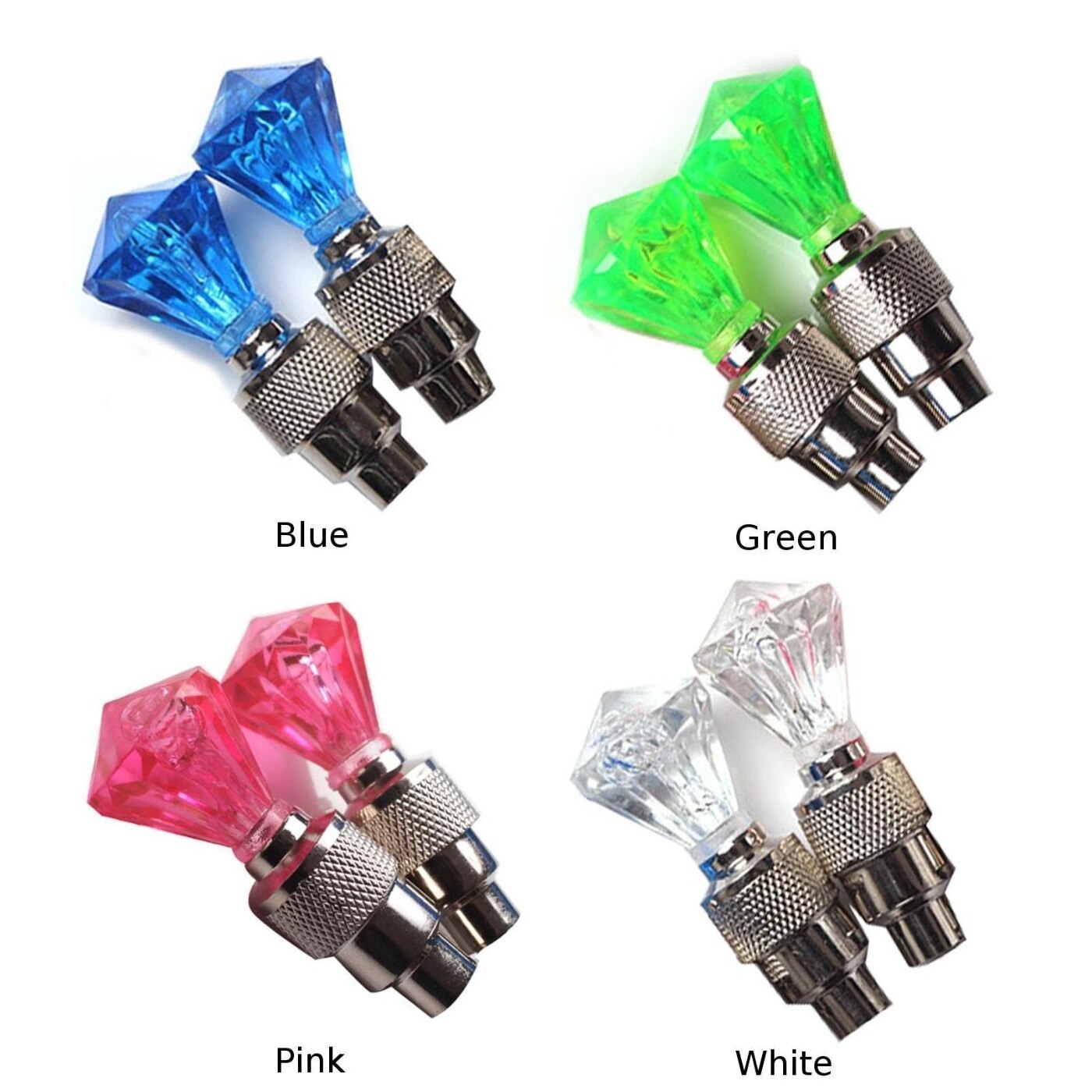Avec batterie vélo AG10 moto 2 pièces LED pneu roue Valve robinet d'air