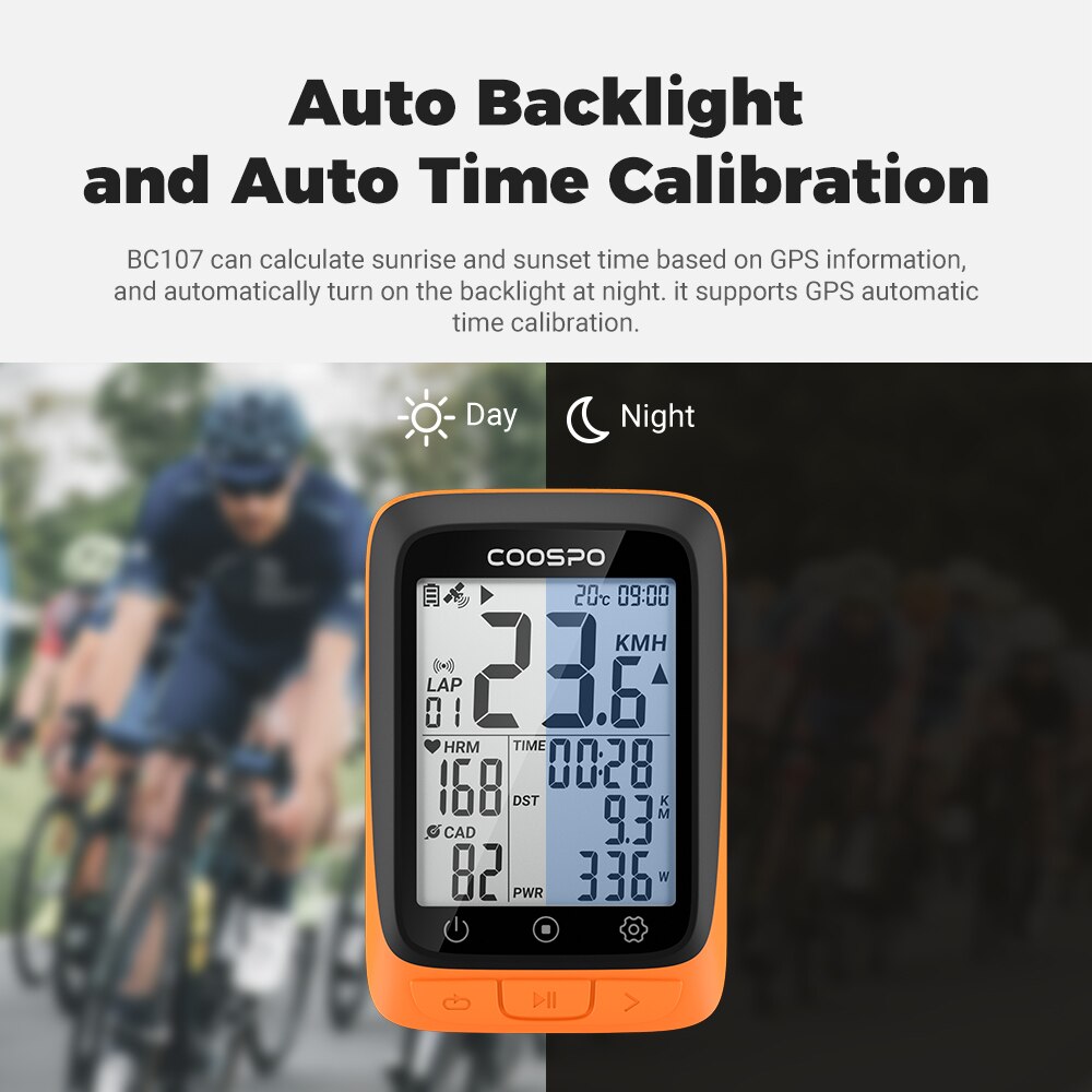 COOSPO BC107 Fietscomputer GPS Draadloze Fiets Fietsen Odometer Snelheidsmeter 2.4 "FSTN Bluetooth5.0 ANT Waterdichte GPS BDS
