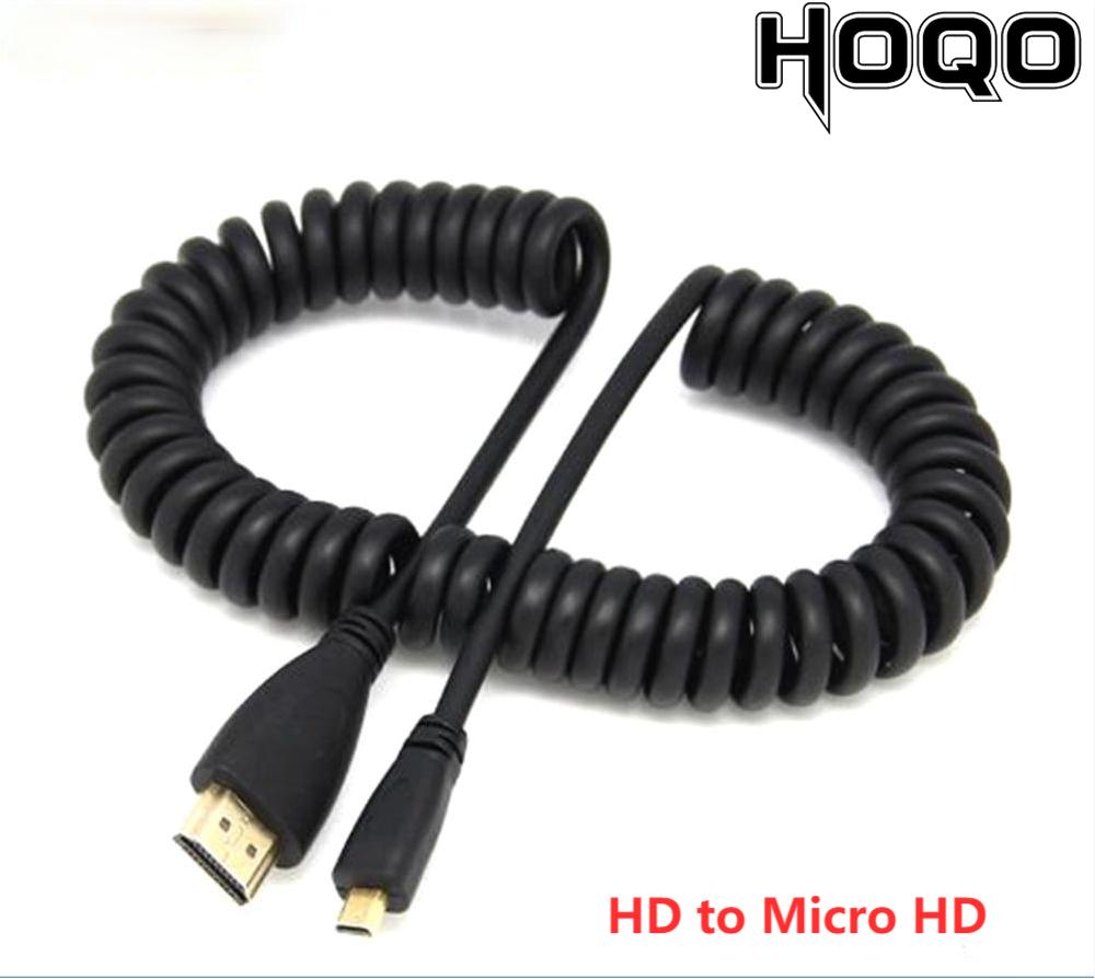 Spring Coiled Spiral Cable 90degree HDTV Male to Male Plug Cable For TV Camera Display 2m HDTV kaben