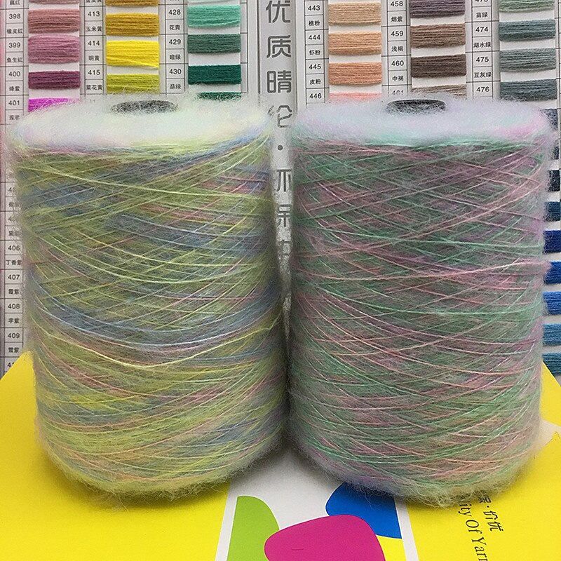 500G Segment Geverfd Mohair Garen Haak Huidvriendelijke Baby Wol Draad Voor Diy Hand Breien Trui Shawl Regenboog puffy Garen