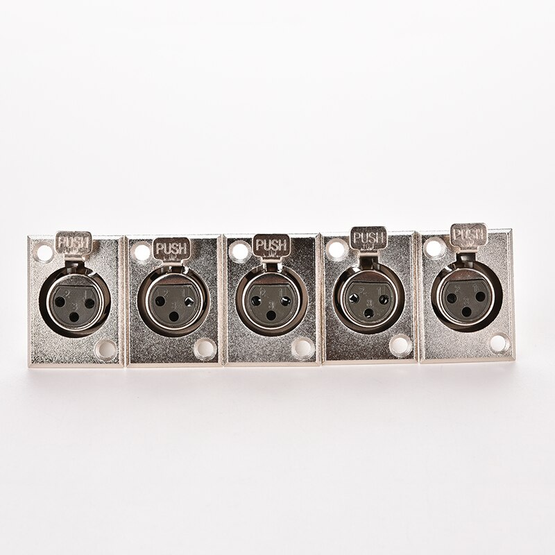 3- pins xlr-connector, vrouwelijke jack-aansluiting, paneelgemonteerd chassis, vierkante metalen behuizing