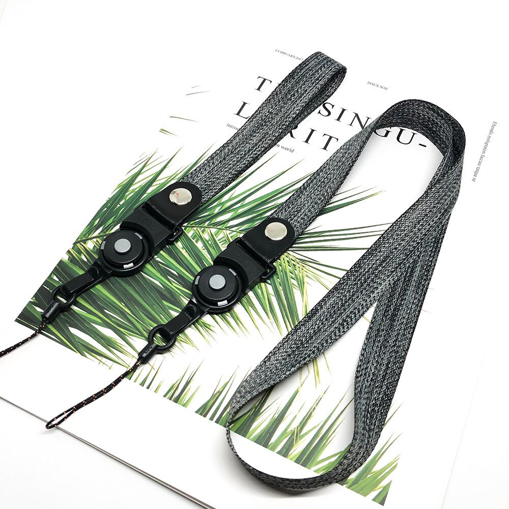 Vävda remmar nacke handled lanyard telefonrep för iphone 7 8 plus xs max universal telefonhållare grepp slätt rem lanyards för nycklar: Svart