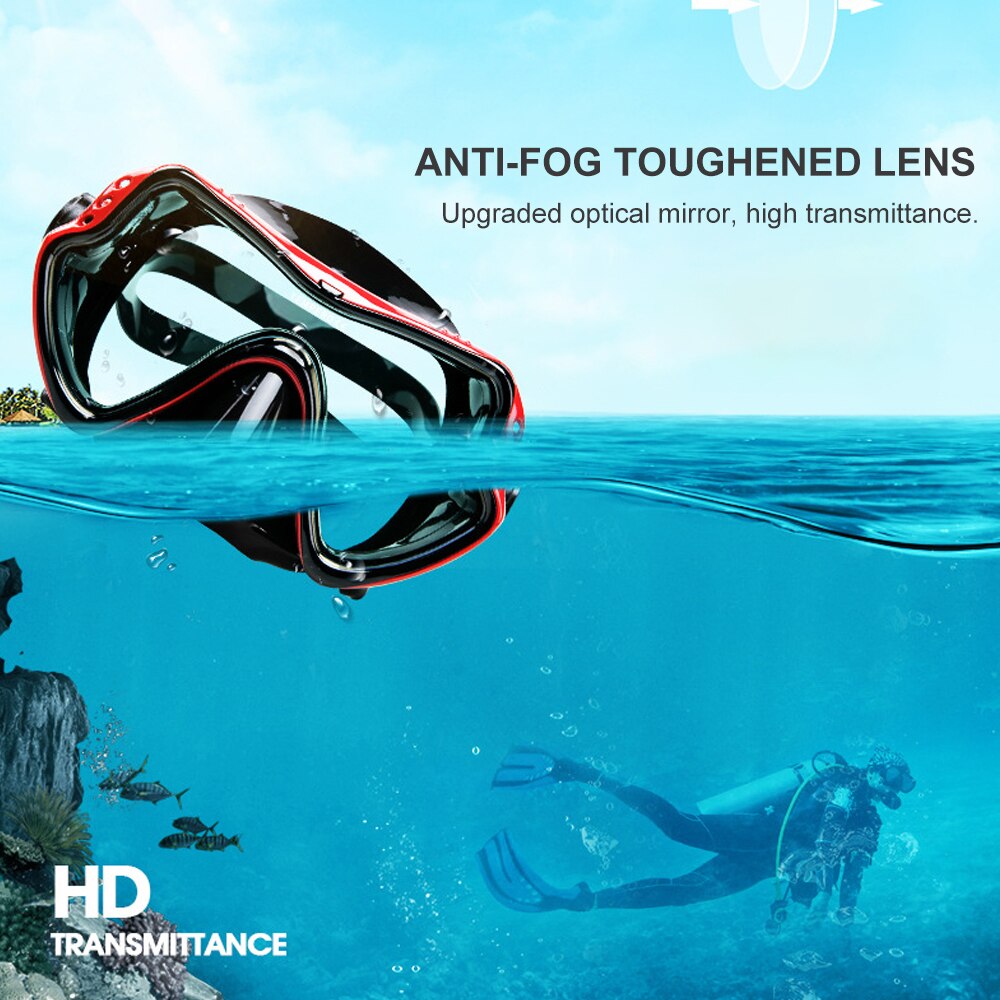 SFIT Swimming Goggles Underwater Anti Fog Half Face Nose Clip Glasses Diving Bikini Tempered Glass Lens Snorkel Goggles