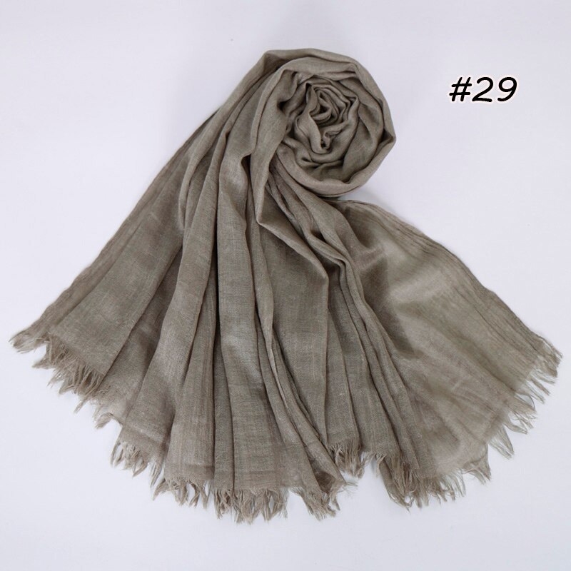 Premium Linen Cotton Hijab Scarf Women Muslim Hijab Large Size Plain Fringe Shawl Tassel Wraps Headband Long Scarves 190X100cm: plum