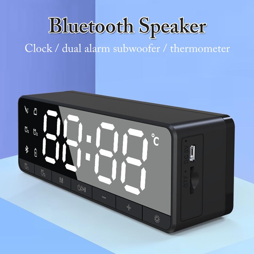 smart speaker LED mirror FMTF card FM wireless bluetooth speaker dual temperature display vibro retro speaker tweeter hifi