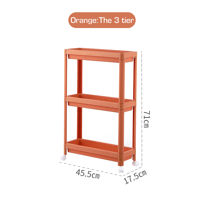 2/3/4 Tier Storage Shelf Plastic Subdries Rack Interspace Storage Racks Refrigerator Space Rack with Roller for Kitchen Bathroom: B3