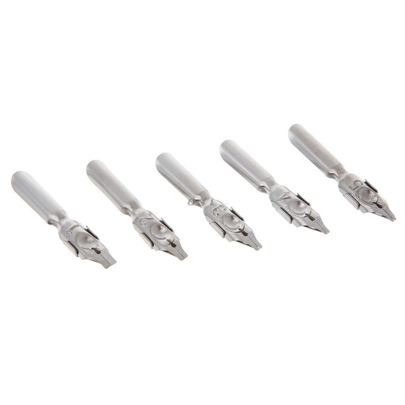 Wood English Calligraphy Pen Copperplate Script Oblique Dip Pen Holder + 5 Nib