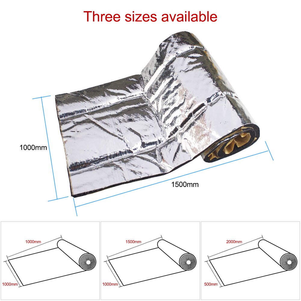 Tapis isolant en mousse pour voiture | 7mm 500x200 0/ 1000x100 0/ 1000x1500mm pare-feu de voiture, natte thermique et insonorisée, accessoires pour voitures